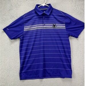 Under Armour Polo Shirt Mens Large HeatGear Purple Stripes Cold Black Golf Rugby
